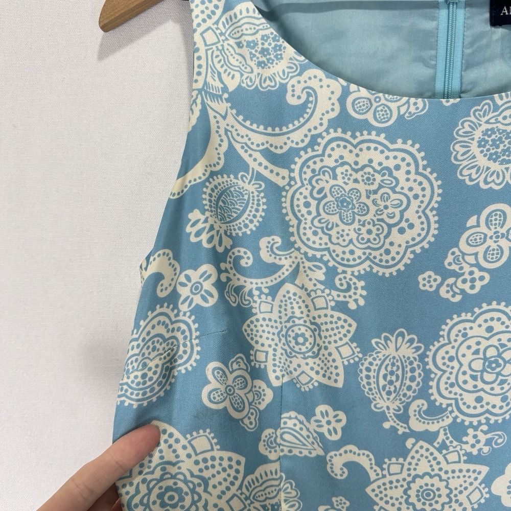 Vtg Ann Taylor Dress Womens 4 Blue Floral Silk Preppy Classic Feminine Church - Picture 16 of 16